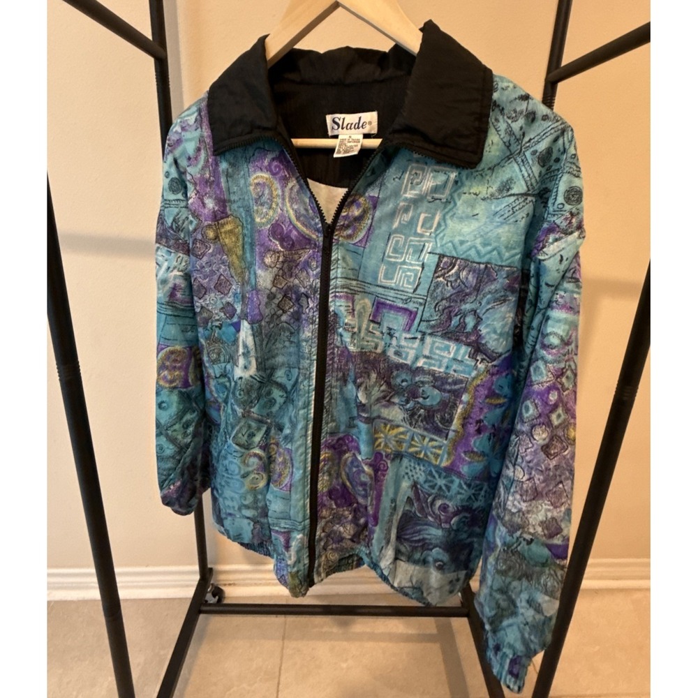 Vintage Slade Windbreaker‎ Jacket Y2K 90s Retro Abstract Streetwear Sz. SMALL